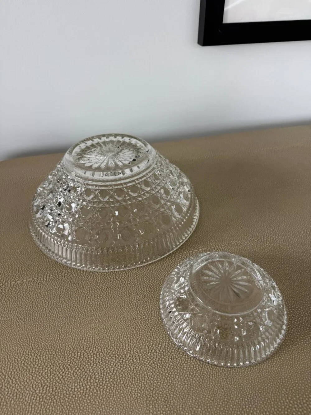 Vintage Indiana Glass Button & Cane Chip & Dip Serving Bowls